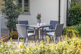 90cm Hampstead Grey Square Dining Table with 4 Stacking Armchairs