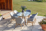 180cm Henley Glass & Teak Oval Dining Table with 6 Richmond Dining Armchairs