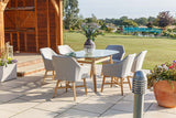 180cm Henley Glass & Teak Oval Dining Table with 6 Richmond Dining Armchairs