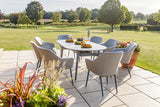 220cm Henley Porcelain Slate & Aluminium Oval Dining Table with 8 Richmond Dining Armchairs