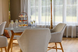 100cm Henley Porcelain Slate & Teak Round Dining Table with 4 Richmond Dining Armchairs