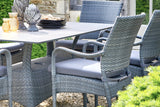 160cm Windsor Grey Rectangular Dining Table with 6 Stacking Armchairs