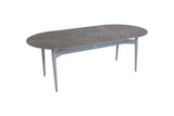 220cm Henley Porcelain Slate & Aluminium Oval Dining Table with 8 Cliveden Dining Armchairs