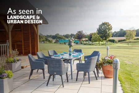 220cm Henley Porcelain Slate & Aluminium Oval Dining Table with 8 Cliveden Dining Armchairs