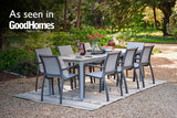 220cm Paris Volcano/Grey Rectangular Dining Table with 8 Volcano/Grey Stacking Armchairs