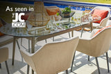 230cm Henley Glass & Aluminium Dining Table with 8 Richmond Armchairs