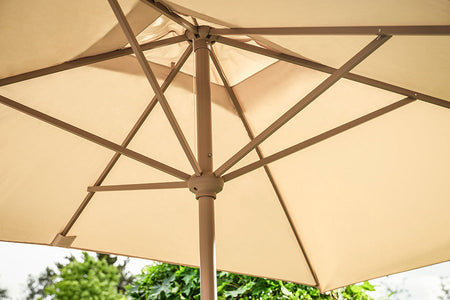 3.2m x 2.1m Deluxe Rectangular Aluminium Almond Parasol with 65kg Granite Base