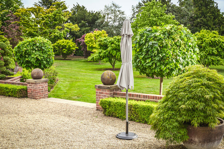3m Deluxe Round Aluminium Grey Parasol with 25kg Base