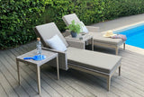 2 Hampstead Stone Sun Loungers with Side Table