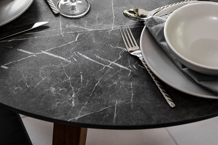 100cm Henley Porcelain Slate & Teak Round Dining Table