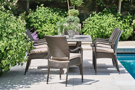 160cm Windsor Bronze Rectangular Dining Table with 6 Stacking Armchairs
