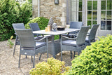 160cm Windsor Grey Rectangular Dining Table with 6 Stacking Armchairs