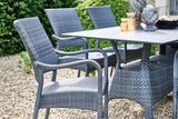 160cm Windsor Grey Rectangular Dining Table with 6 Stacking Armchairs