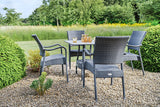 90cm Windsor Grey Square Dining Table with 4 Stacking Armchairs