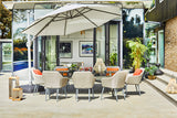 230cm Henley Glass & Aluminium Dining Table with 8 Richmond Armchairs