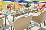 180cm Henley Glass & Aluminium Oval Dining Table with 6 Richmond Dining Armchairs