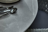 220cm Henley Porcelain Slate & Aluminium Oval Dining Table with 8 Cliveden Dining Armchairs