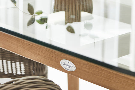 180cm Henley Glass & Teak Oval Dining Table