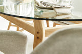 180cm Henley Glass & Teak Oval Dining Table