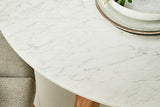 100cm Henley Porcelain Slate & Teak Round Dining Table with 4 Richmond Dining Armchairs