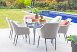 180cm Henley Glass & Aluminium Oval Dining Table with 6 Richmond Dining Armchairs