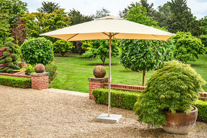 3.2m x 2.1m Deluxe Rectangular Aluminium Almond Parasol with 65kg Granite Base