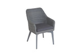 220cm Henley Porcelain Slate & Aluminium Oval Dining Table with 8 Cliveden Dining Armchairs