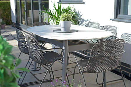 158cm Henley Porcelain Marble & Aluminium Oval Dining Table