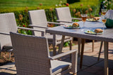 240cm Hampstead Stone Rectangular Dining Table with 8 Stacking Armchairs