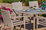 180cm Hampstead Stone Rectangular Dining Table with 6 Stacking Armchairs