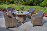 110cm Kensington Round Dining Table with 4 High Back Dining Armchairs