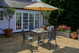 90cm Florence Square Dining Table & 4 Florence Stacking Armchairs