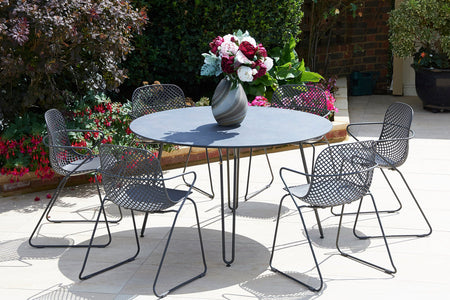 130cm Remy Round Dining Table - Grey/Black