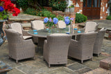 270cm Kensington Oval Dining Table with 8 High Back Dining Armchairs