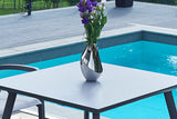 90cm Paris Volcano/Grey Square Dining Table with 2 Volcano/Grey Stacking Armchairs