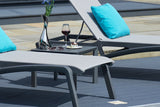 2 Paris Volcano/Grey Sun Loungers with 50cm Side Table