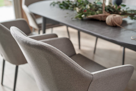 220cm Henley Porcelain Slate & Aluminium Oval Dining Table with 8 Richmond Dining Armchairs