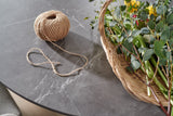 100cm Henley Porcelain Slate & Teak Round Dining Table with 4 Richmond Dining Armchairs