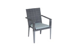 180cm Hampstead Grey Rectangular Dining Table with 6 Stacking Armchairs