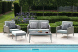 Hampstead Grey 2 Seater Sofa with 2 Lounge Armchairs, Footstool & Rectangular Coffee Table