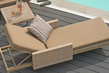 2 Hampstead Stone Sun Loungers with Side Table