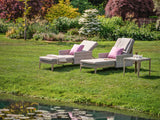 2 Hampstead Stone Sun Loungers with Side Table