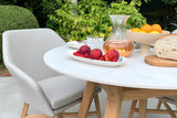 100cm Henley Porcelain Marble & Teak Round Dining Table with 4 Richmond Dining Armchairs