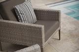 2 Hampstead Stone Lounge Armchairs with Square Side Table