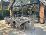 240cm Hampstead Stone Rectangular Dining Table with 2 Dining Armchairs & 6 Dining Chairs