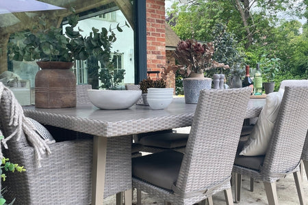 180cm Hampstead Stone Rectangular Dining Table with 2 Dining Armchairs & 4 Dining Chairs