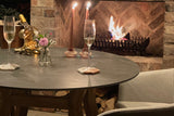 100cm Henley Porcelain Slate & Teak Round Dining Table with 4 Richmond Dining Armchairs