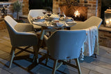 100cm Henley Porcelain Slate & Teak Round Dining Table with 4 Richmond Dining Armchairs