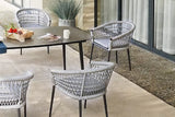 190cm Monaco Dining Table with 4 Dining Armchairs