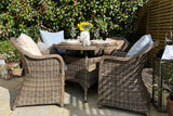 100cm Mayfair Round Dining Table with 4 Dining Armchairs